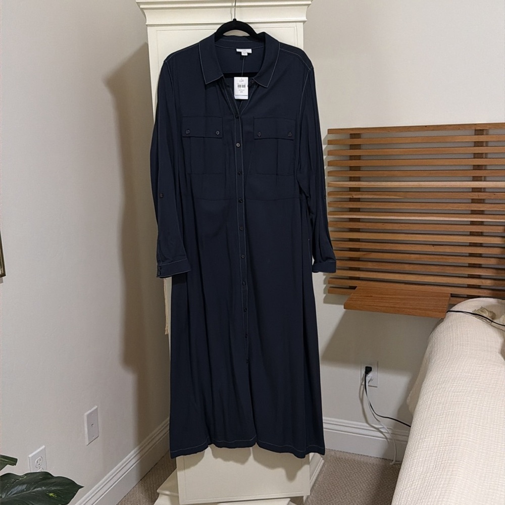 J Jill Navy Shirt Dress NWT - 2x - Picture 5 of 6